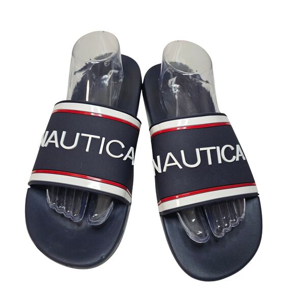 NAUTICA Men sz11 Navy 3D letter logo Slipon Slippers. Beach. Relaxing. Cruise.‎ - Picture 2 of 8